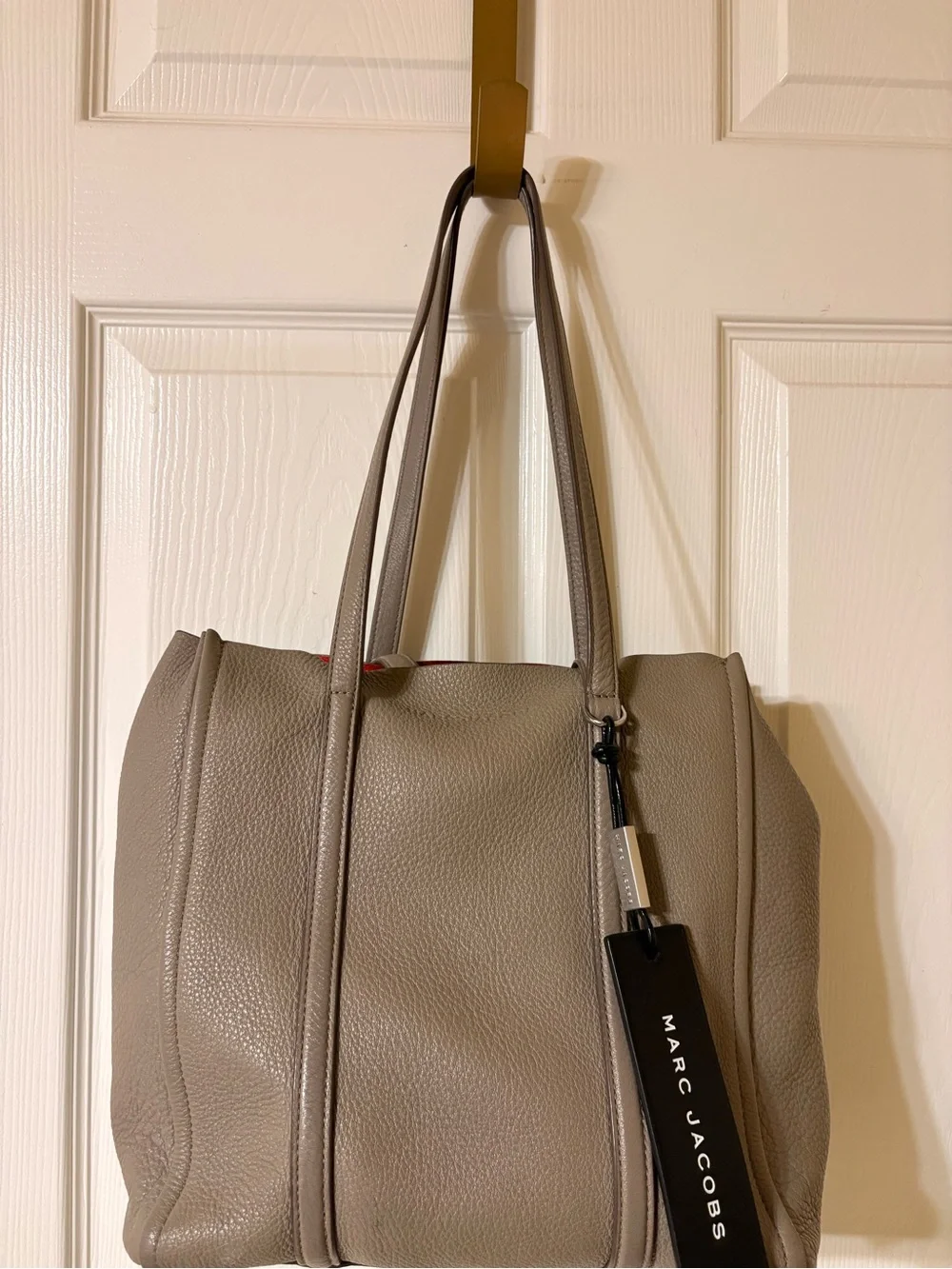 Marc Jacobs Taupe Pebbled Leather Shoulder Bag